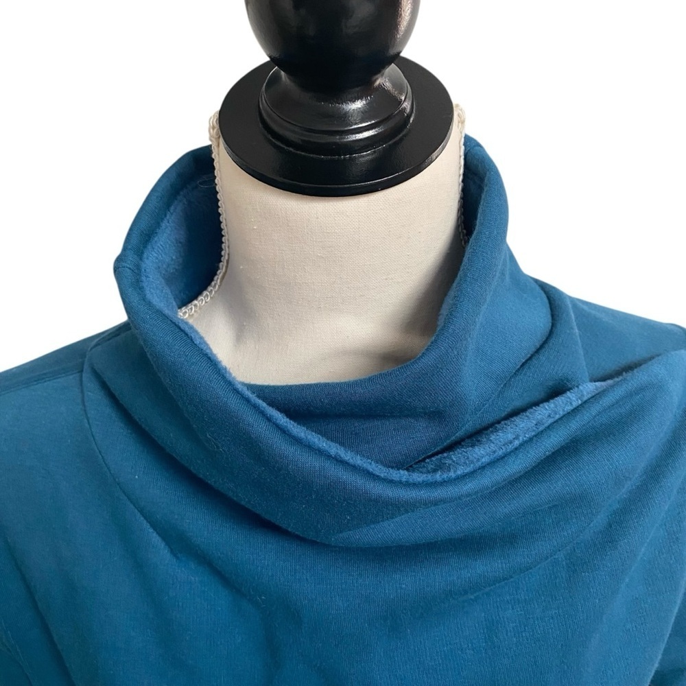 Athleta Cozy Karma Mock Neck Sweatshirt Dress Small Teal Pockets - Picture 9 of 16